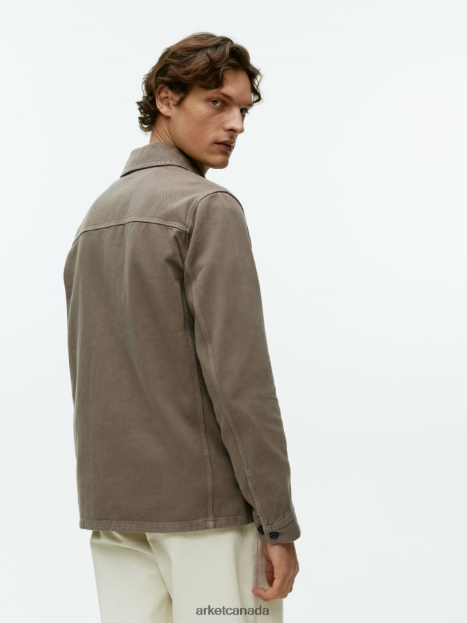 ARKET Clothing 4L826J964 Khaki Green Overdyed Twill Overshirt Men
