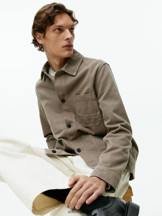 ARKET Clothing 4L826J964 Khaki Green Overdyed Twill Overshirt Men