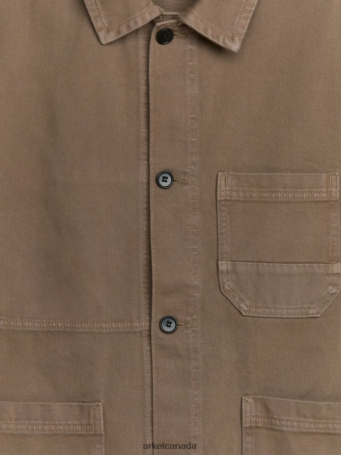 ARKET Clothing 4L826J964 Khaki Green Overdyed Twill Overshirt Men