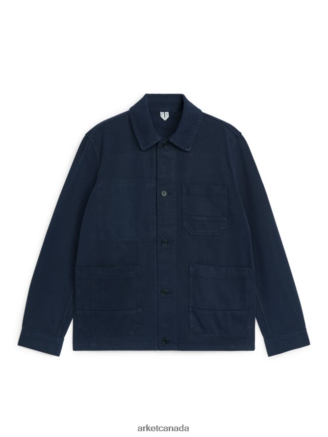 ARKET Clothing 4L826J965 Dark Blue Overdyed Twill Overshirt Men