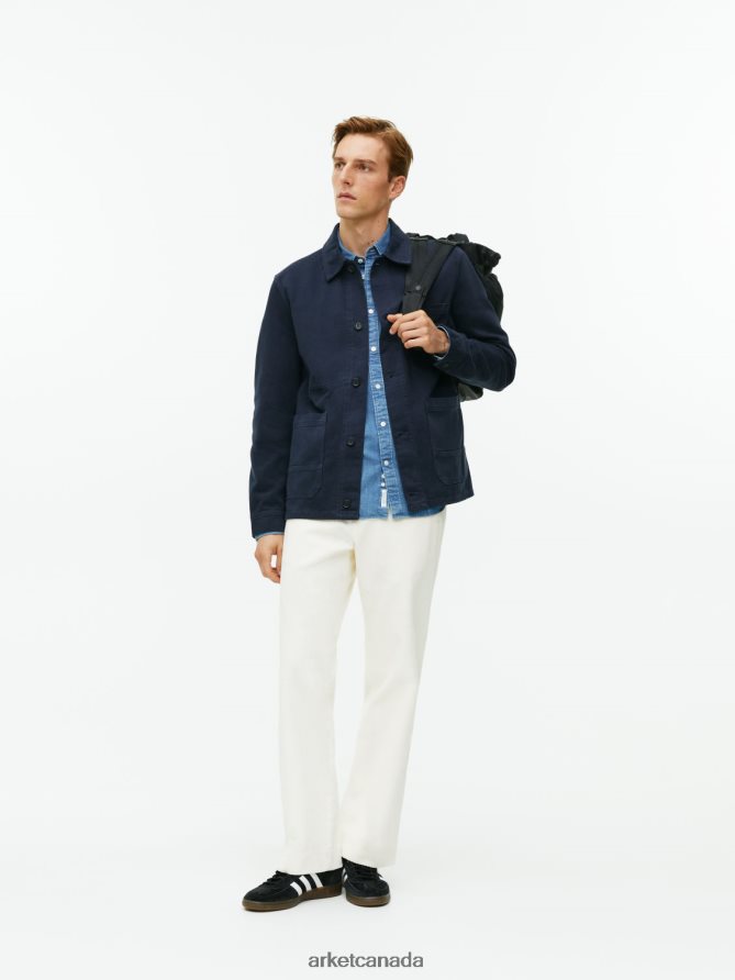 ARKET Clothing 4L826J965 Dark Blue Overdyed Twill Overshirt Men