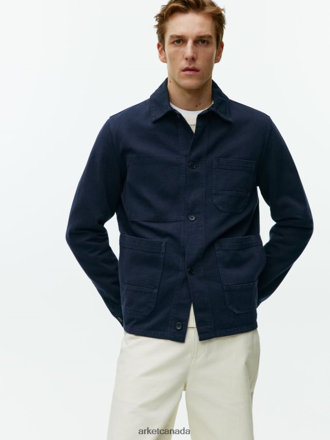 ARKET Clothing 4L826J965 Dark Blue Overdyed Twill Overshirt Men