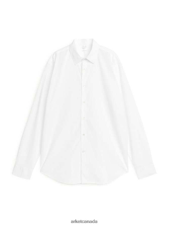 ARKET Clothing 4L826J966 White Poplin Dress Shirt Men