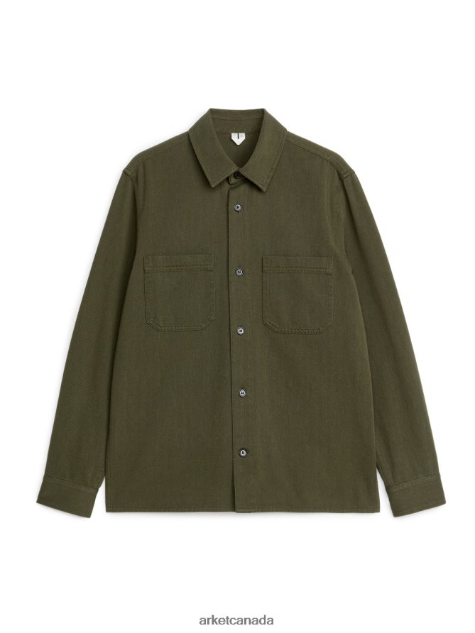 ARKET Clothing 4L826J968 Green Cotton Twill Overshirt Men