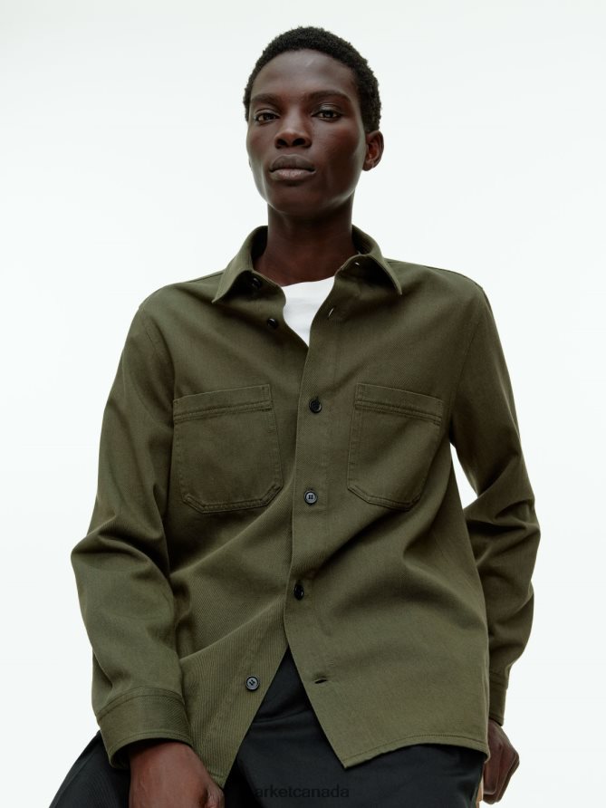 ARKET Clothing 4L826J968 Green Cotton Twill Overshirt Men