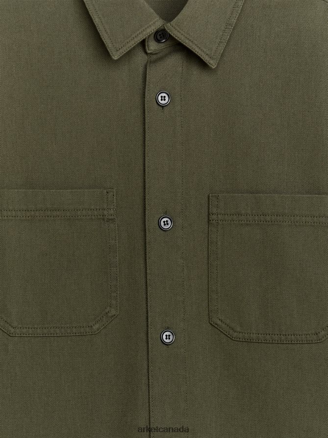 ARKET Clothing 4L826J968 Green Cotton Twill Overshirt Men