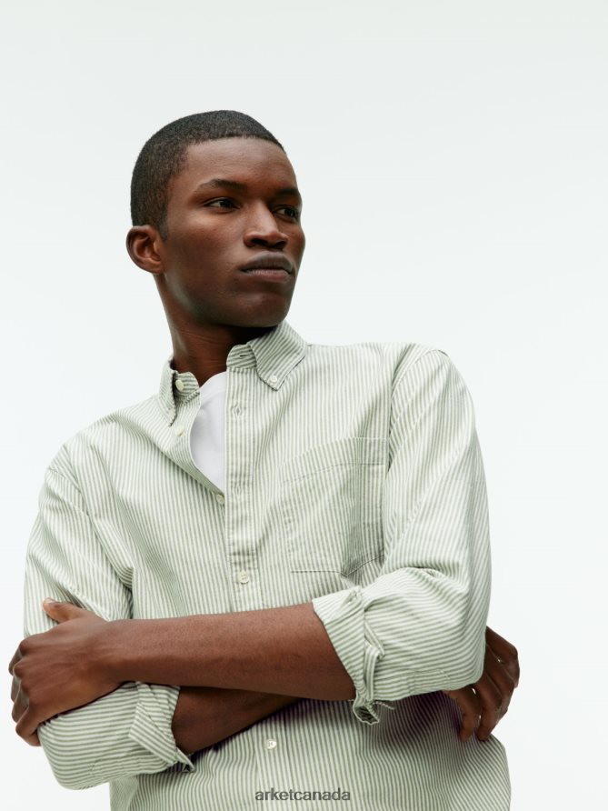 ARKET Clothing 4L826J972 Green/Striped Oxford Shirt Men