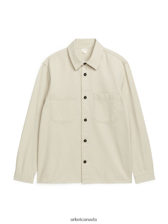 ARKET Clothing 4L826J975 Ecru Cotton Twill Overshirt Men