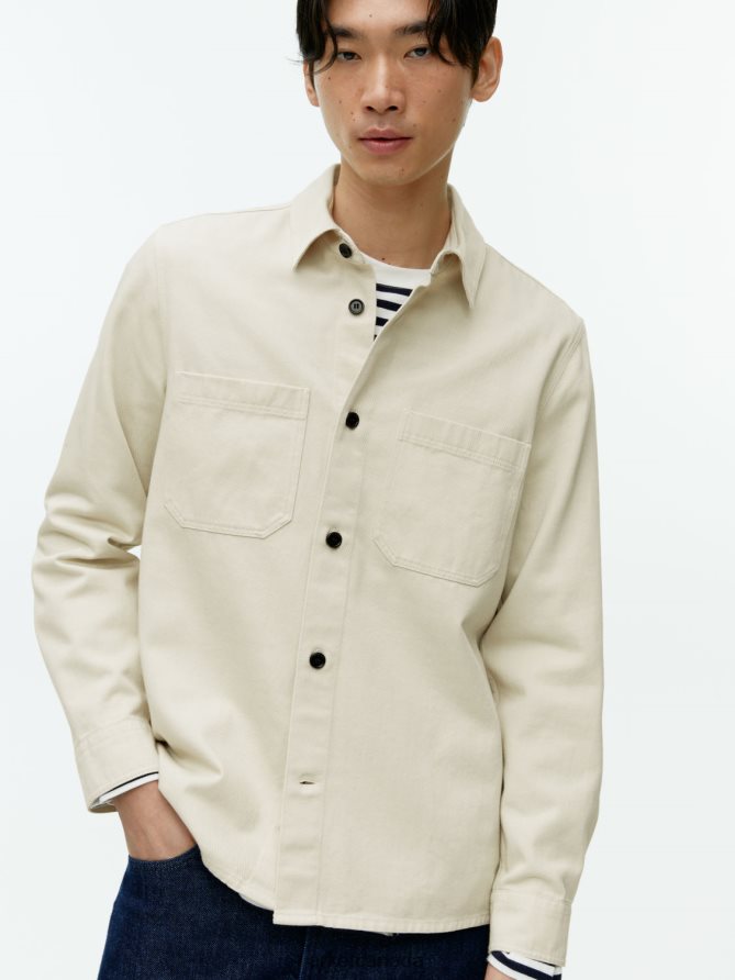 ARKET Clothing 4L826J975 Ecru Cotton Twill Overshirt Men