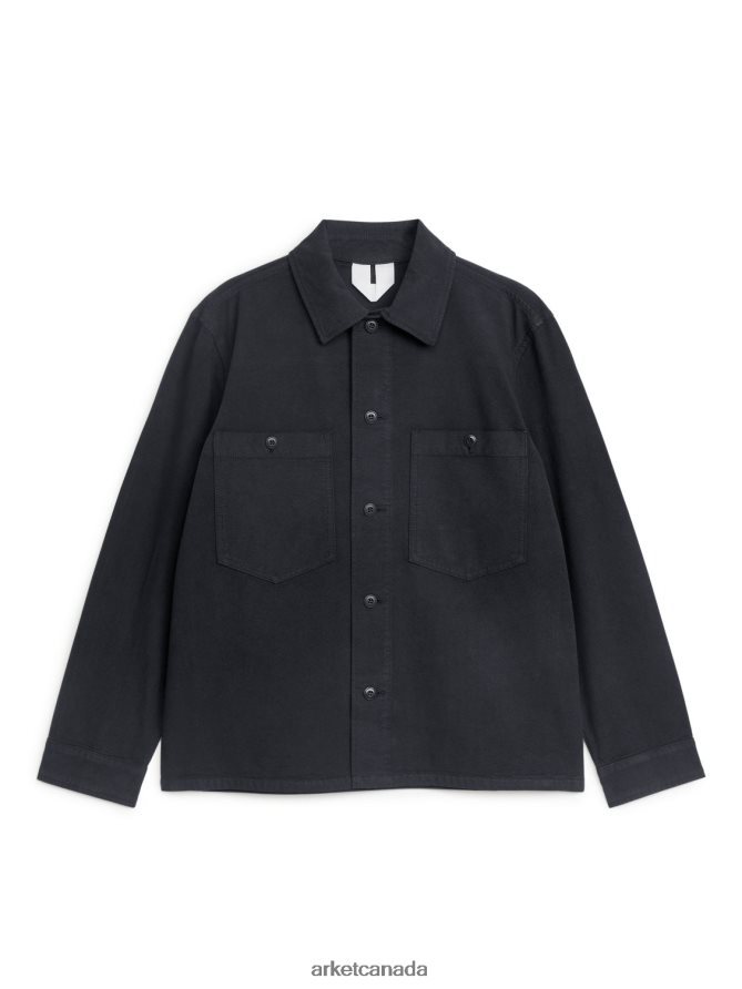 ARKET Clothing 4L826J976 Dark Blue Cotton Canvas Utility Jacket Men
