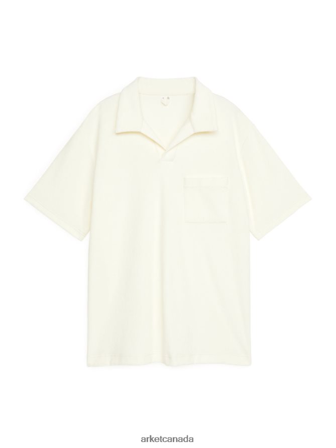 ARKET Clothing 4L826J978 Off-White Cotton Towelling Polo Shirt Men