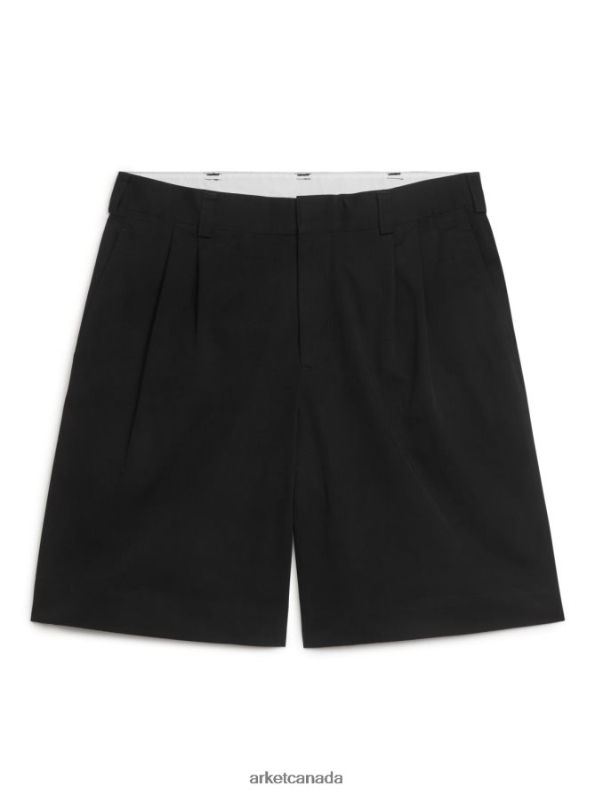 ARKET Clothing 4L826J1111 Black Wide-Leg Cotton Shorts Men