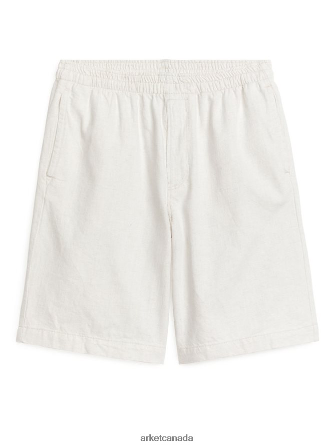 ARKET Clothing 4L826J1120 Off White Cotton Linen Drawstring Shorts Men