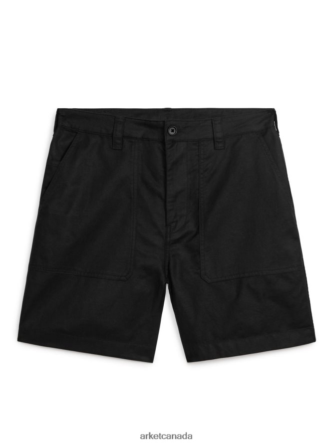 ARKET Clothing 4L826J1124 Black Cotton-Linen Utility Shorts Men