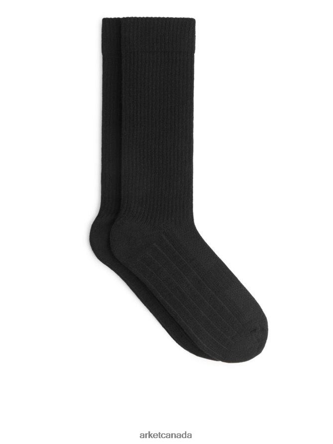 ARKET Clothing 4L826J1216 Black Ribbed Sports Socks Set of 2 Men