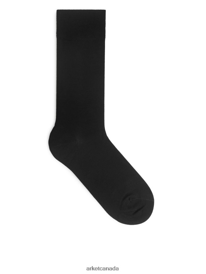 ARKET Clothing 4L826J1237 Black Mercerised Cotton Socks Plain Men