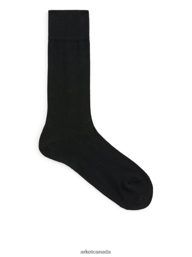 ARKET Clothing 4L826J1237 Black Mercerised Cotton Socks Plain Men