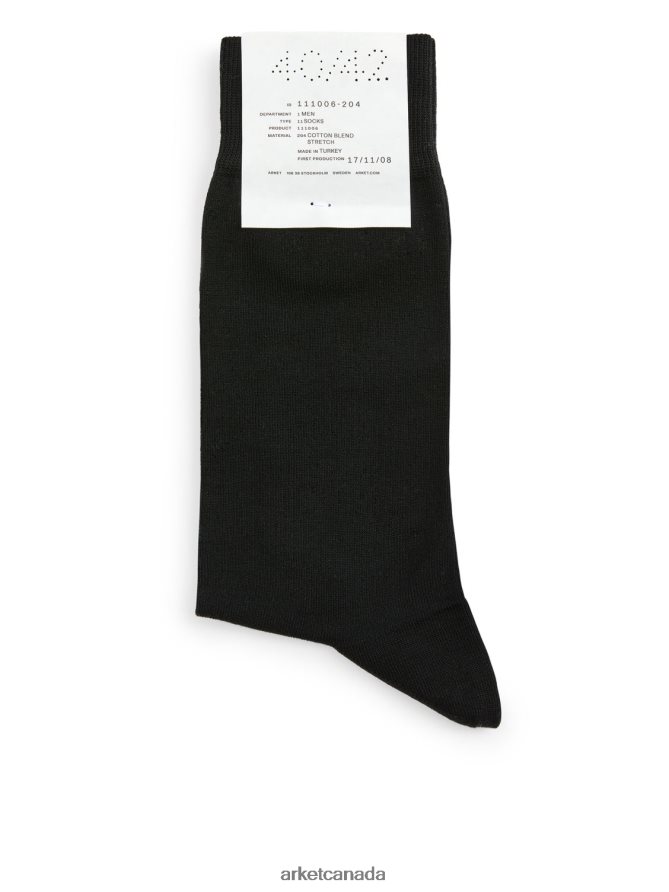 ARKET Clothing 4L826J1237 Black Mercerised Cotton Socks Plain Men