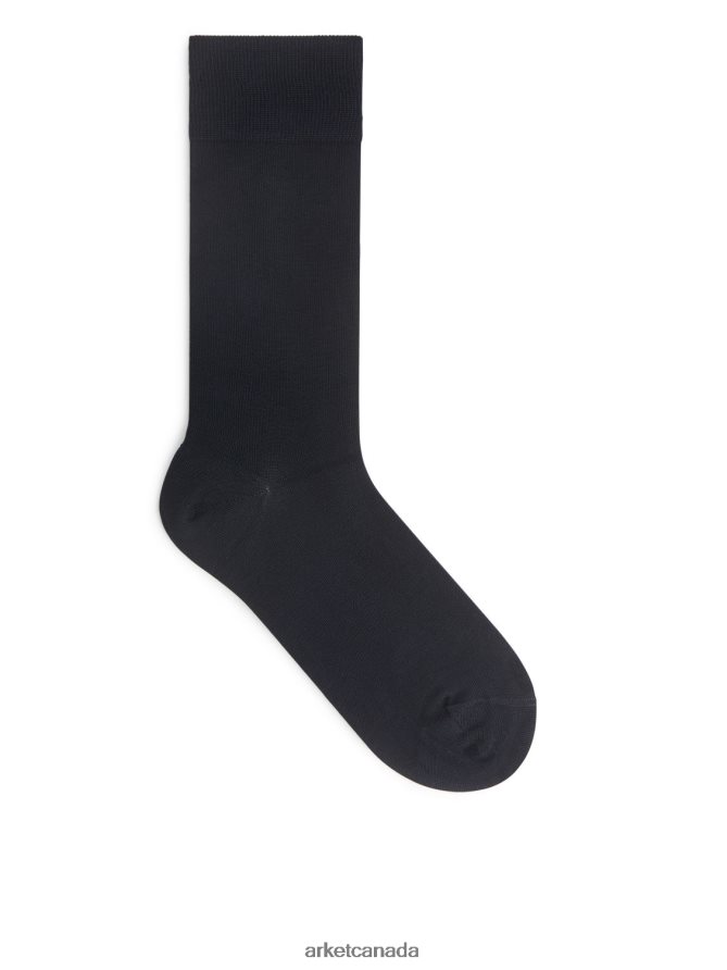 ARKET Clothing 4L826J1238 Blue Mercerised Cotton Socks Plain Men