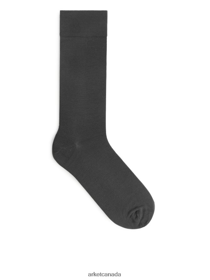 ARKET Clothing 4L826J1239 Dark Grey Mercerised Cotton Socks Plain Men