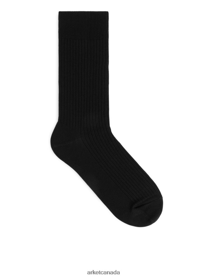 ARKET Clothing 4L826J1241 Black Supima Cotton Rib Socks Men