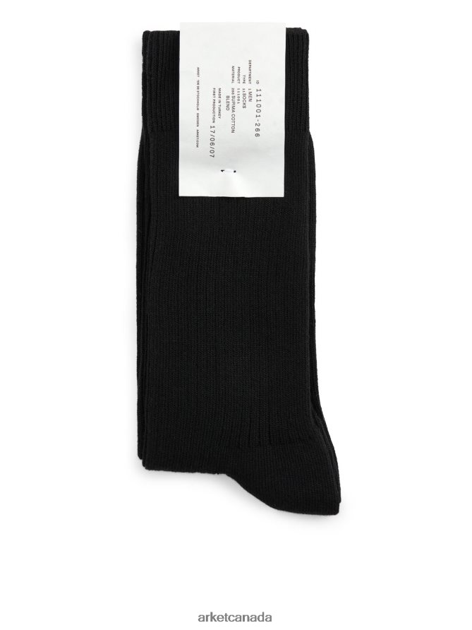 ARKET Clothing 4L826J1241 Black Supima Cotton Rib Socks Men