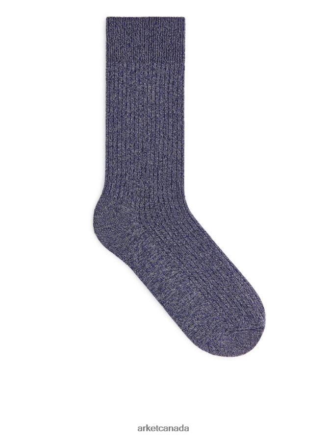 ARKET Clothing 4L826J1244 Blue Supima Cotton Rib Socks Men
