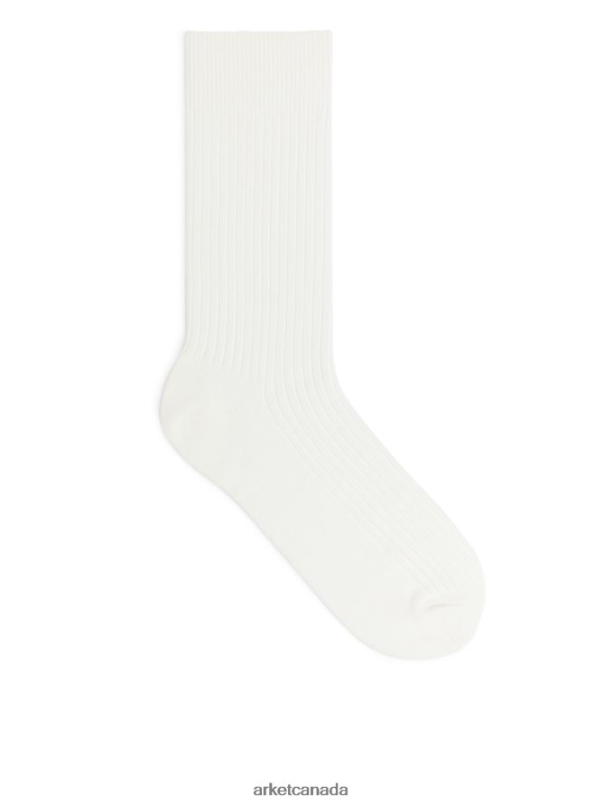 ARKET Clothing 4L826J1247 White Supima Cotton Rib Socks Men