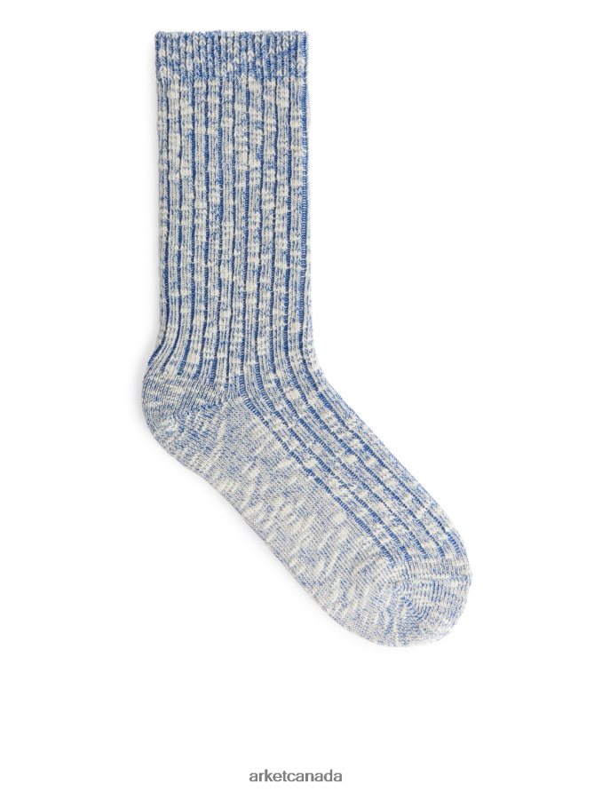ARKET Clothing 4L826J577 Blue Melange Chunky Knit Socks Men