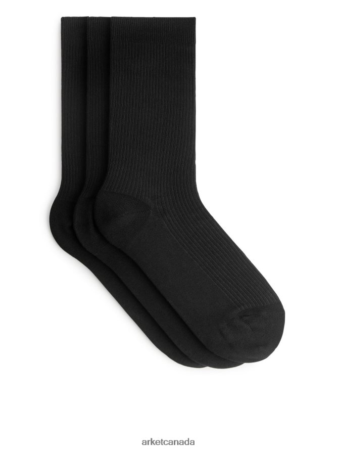 ARKET Clothing 4L826J578 Black Cotton Rib Socks Men