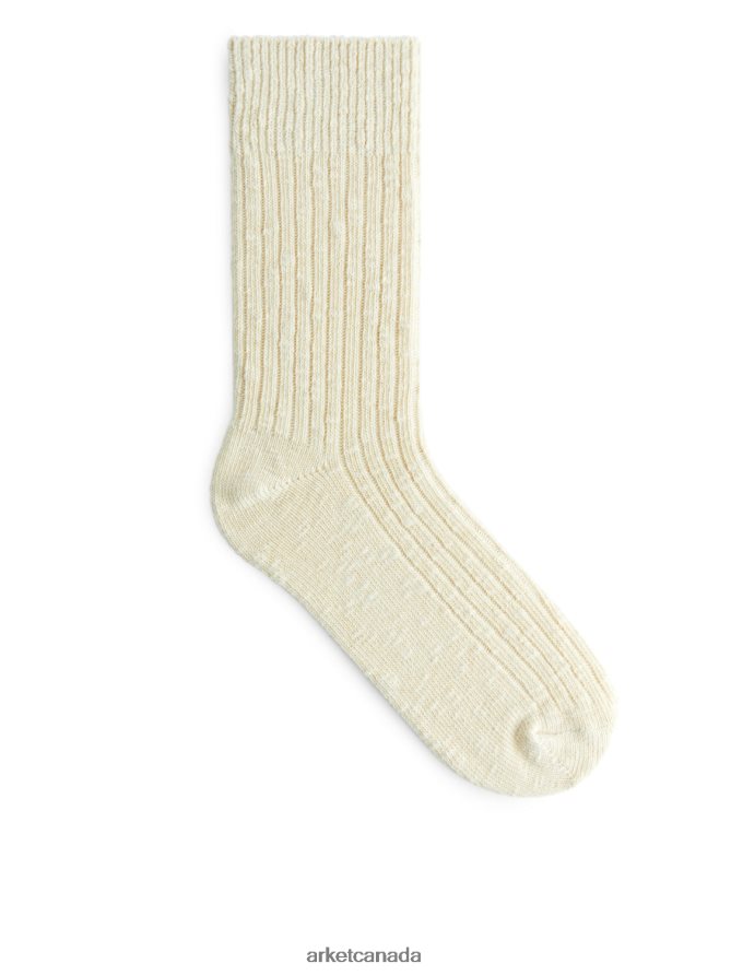 ARKET Clothing 4L826J579 Off-White Chunky Knit Socks Men