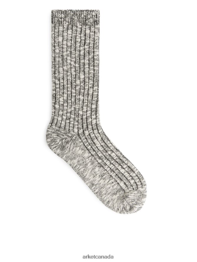 ARKET Clothing 4L826J581 Black/White Chunky Knit Socks Men