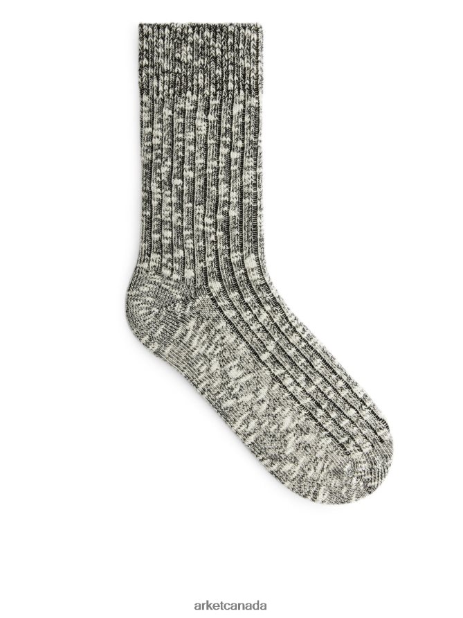 ARKET Clothing 4L826J581 Black/White Chunky Knit Socks Men