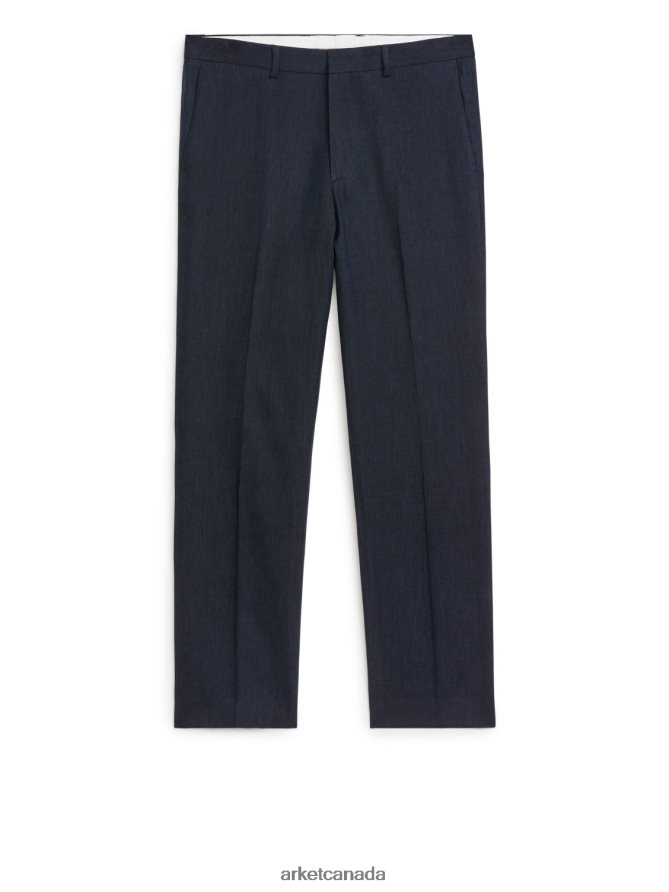 ARKET Clothing 4L826J1073 Dark Blue Slim Hemp-Cotton Trousers Men