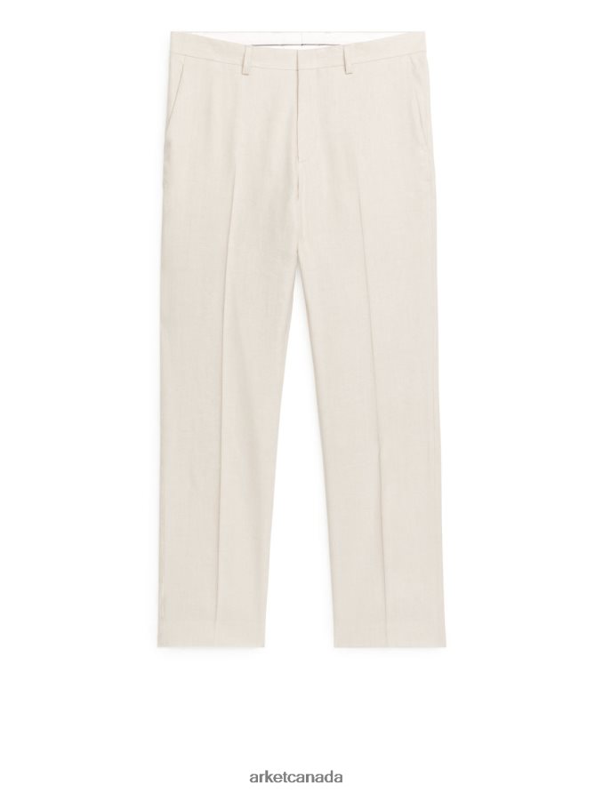 ARKET Clothing 4L826J1074 Light Beige Slim Hemp-Cotton Trousers Men