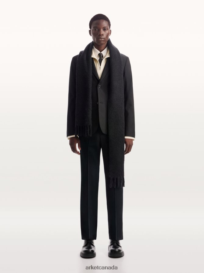 ARKET Clothing 4L826J1076 Black Slim Hopsack-Wool Trousers Men