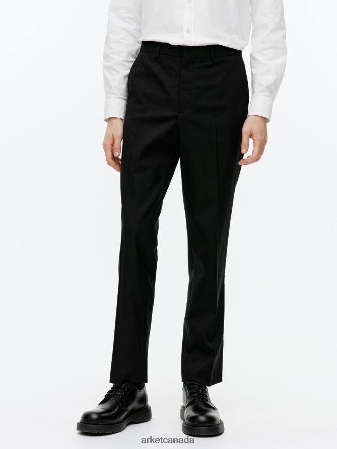 ARKET Clothing 4L826J1076 Black Slim Hopsack-Wool Trousers Men