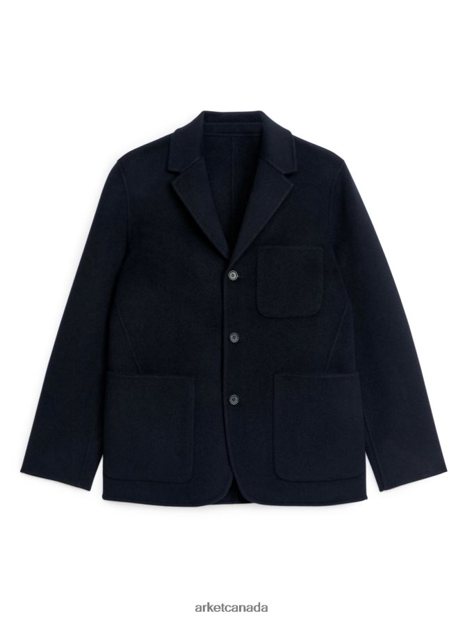 ARKET Clothing 4L826J1149 Dark Blue Double-Face Wool Blazer Men