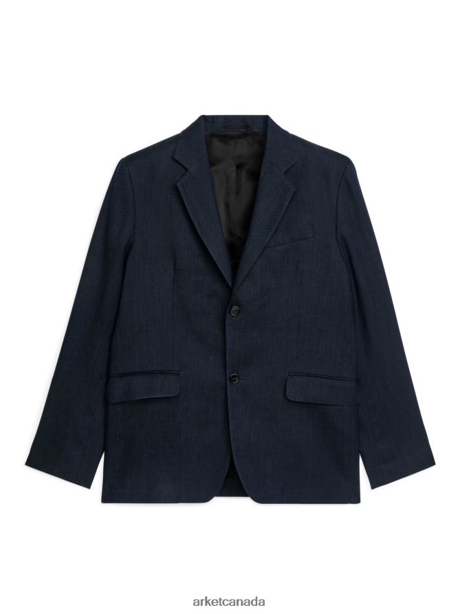 ARKET Clothing 4L826J1150 Dark Blue Modern Blazer Hopsack Men