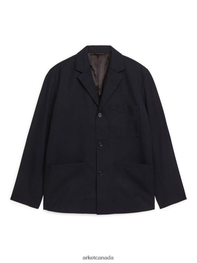 ARKET Clothing 4L826J1152 Dark Blue Wool Twill Blazer Men