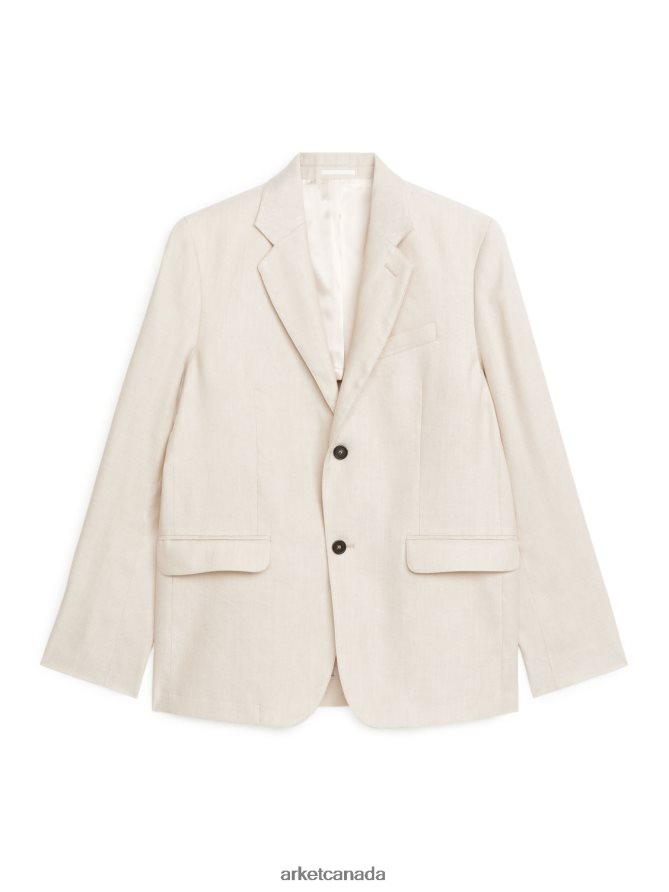 ARKET Clothing 4L826J1153 Light Beige Modern Hemp-Cotton Blazer Men