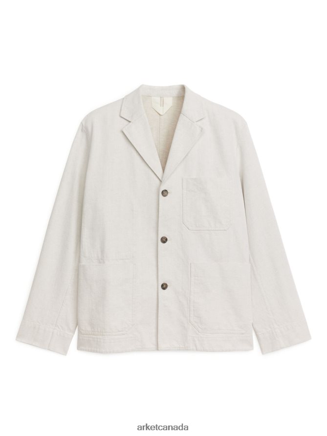 ARKET Clothing 4L826J1154 Off-White Relaxed Cotton-Linen Blazer Men
