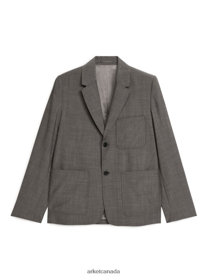 ARKET Clothing 4L826J1155 Grey Lightweight Utility Wool Blazer Men