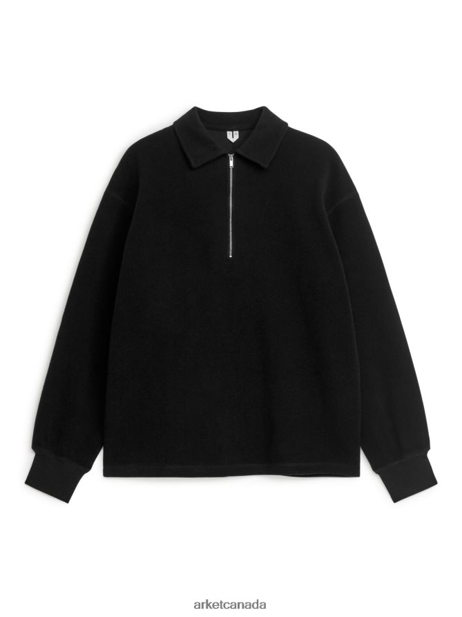 ARKET Clothing 4L826J915 Black Half-Zip Wool Jumper Men