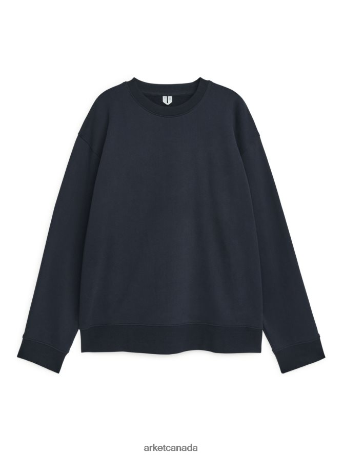 ARKET Clothing 4L826J920 Dark Blue Relaxed Terry Sweatshirt Men