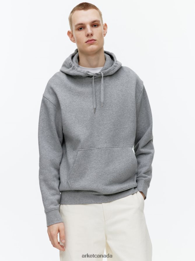 ARKET Clothing 4L826J921 Grey Melange Relaxed Terry Hoodie Men