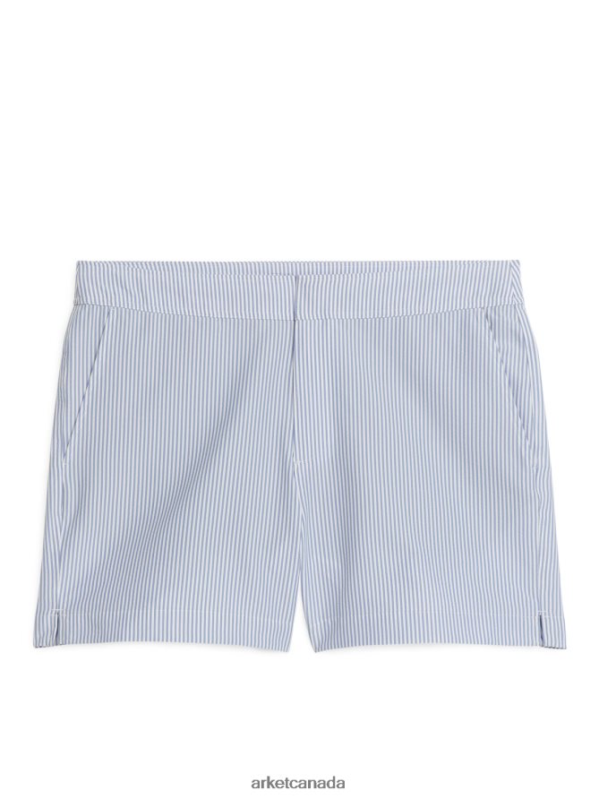 ARKET Clothing 4L826J1143 White/Blue Seersucker Swim Shorts Men