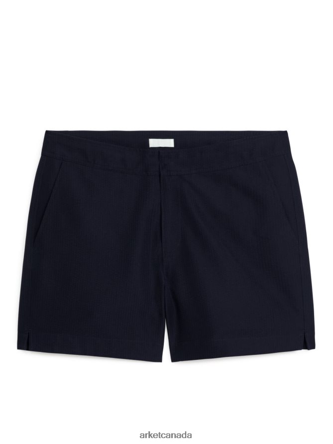 ARKET Clothing 4L826J1144 Dark Blue Seersucker Swim Shorts Men