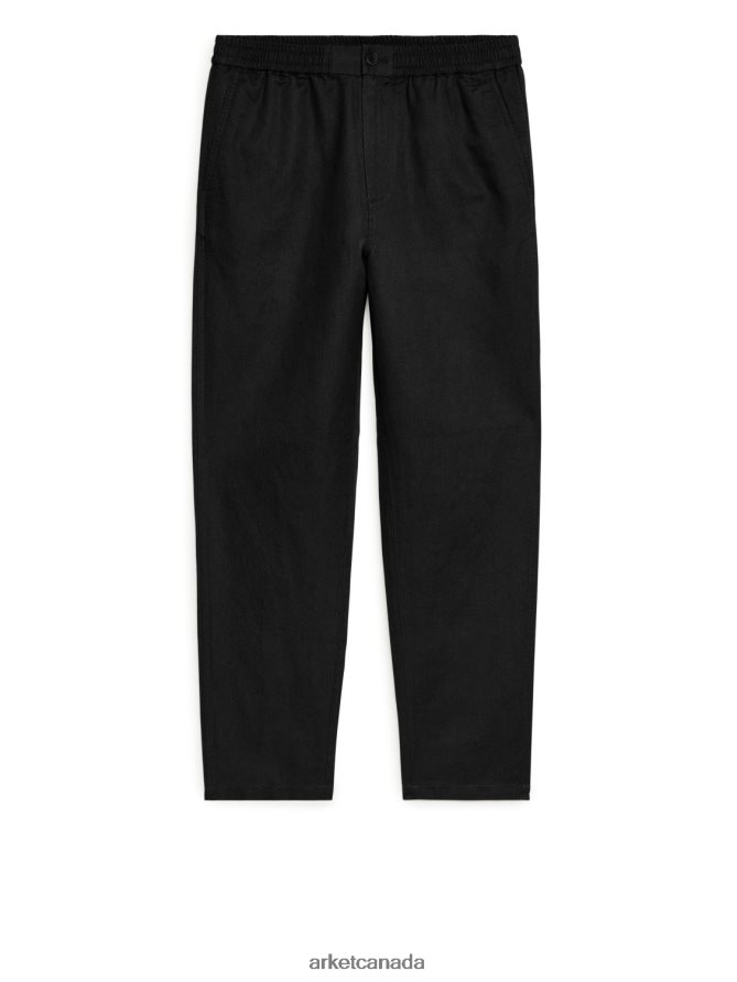 ARKET Clothing 4L826J1053 Black Linen Drawstring Trousers Men