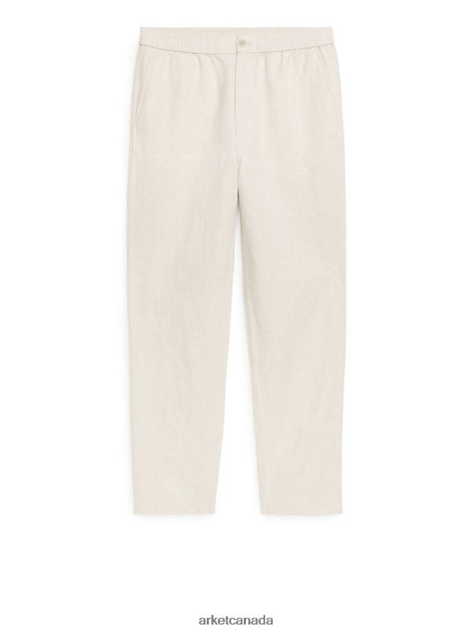 ARKET Clothing 4L826J1054 Light Beige Linen Drawstring Trousers Men